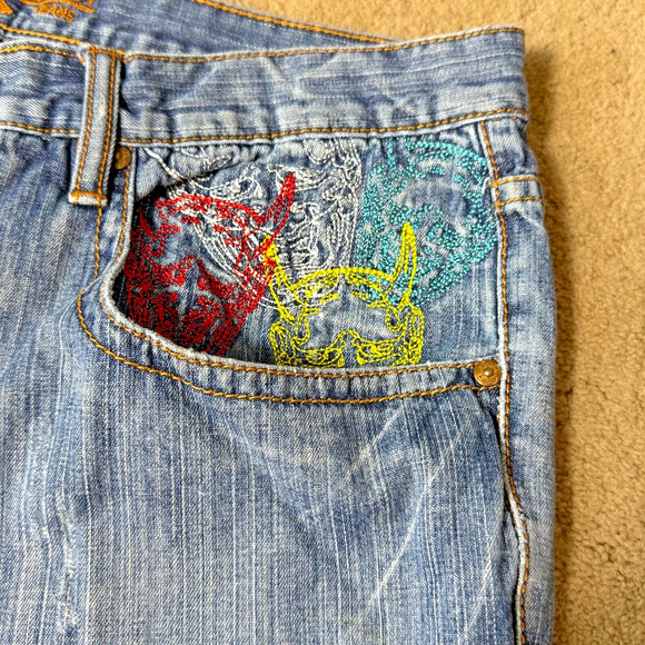 Vintage Request Shorts Mens Jorts Embroidered Y2K Hip Hop Size 36x15 Coogi Style - Picture 3 of 10